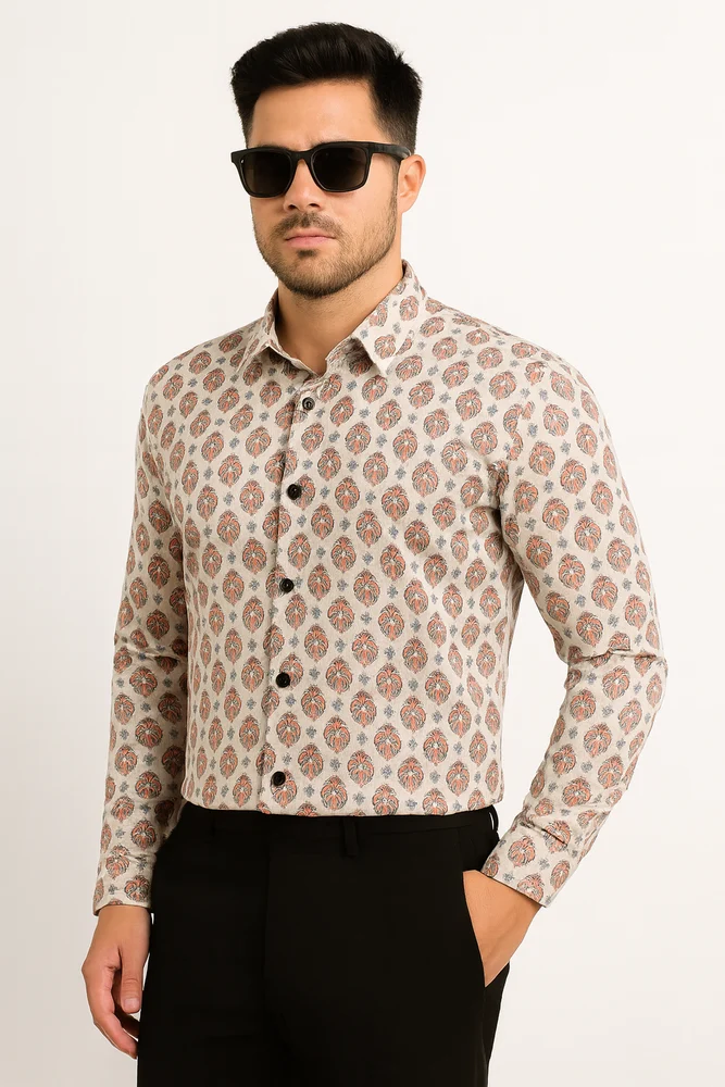Mens Sanganeri Print Shirt