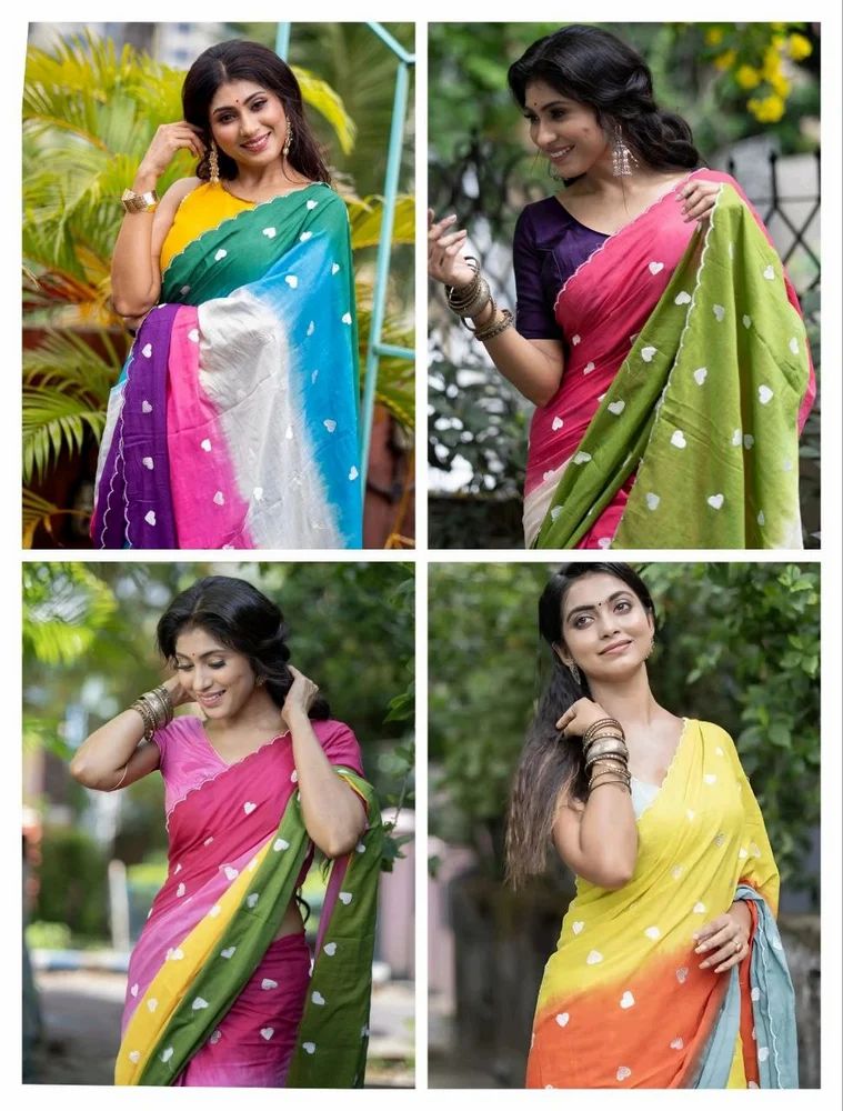 Linen Cutwork Saree