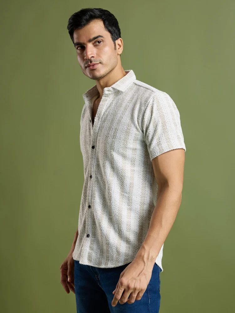 White Polyester Lycra Shirt