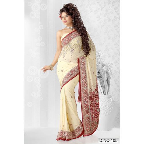 Buttery Cream Georgette Saree