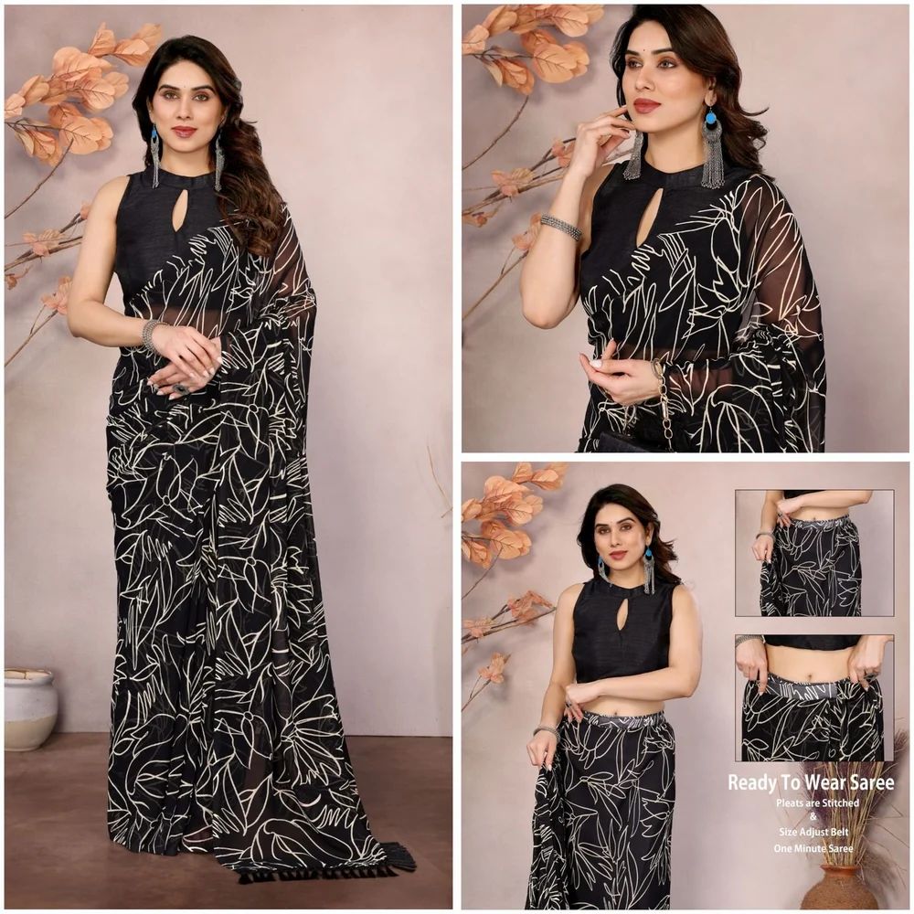 Heavy Georgette with Bangalore Blouse Ready To Wear Saree