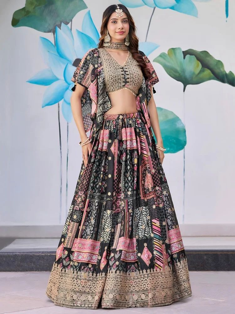 TRENDY CULTURE'S Heavy Georgette Lehenga with Thread & Sequins Work
