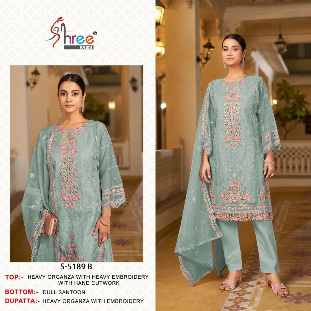 Heavy Organza With Heavy Embroidery With Hand Cutwork Salwar Kameez