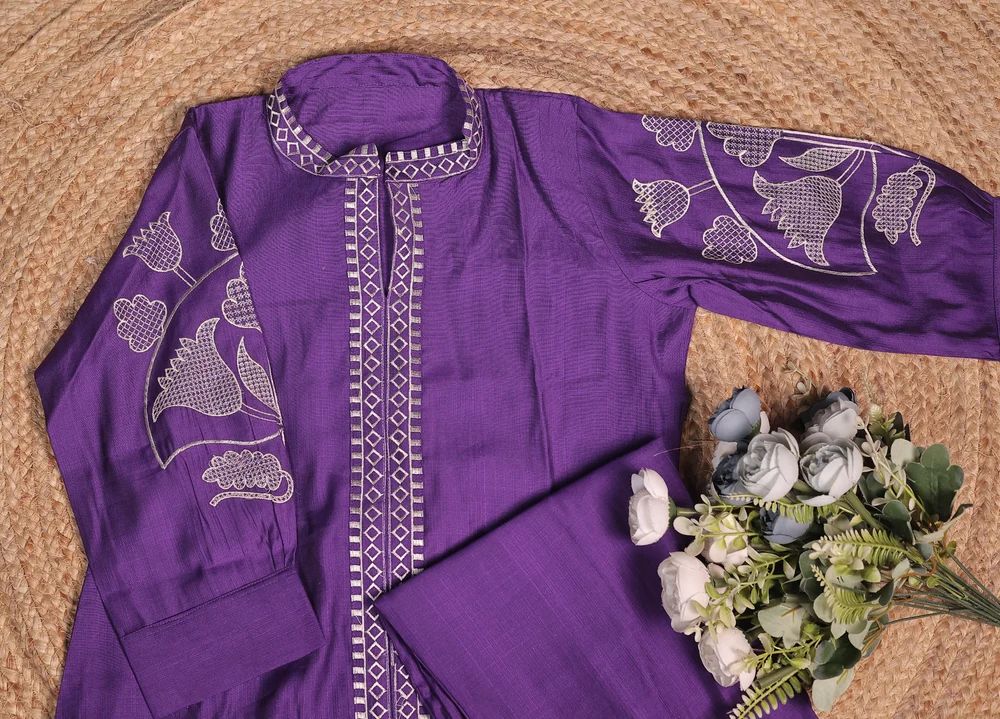 Purple Women Embroidered Coord Set