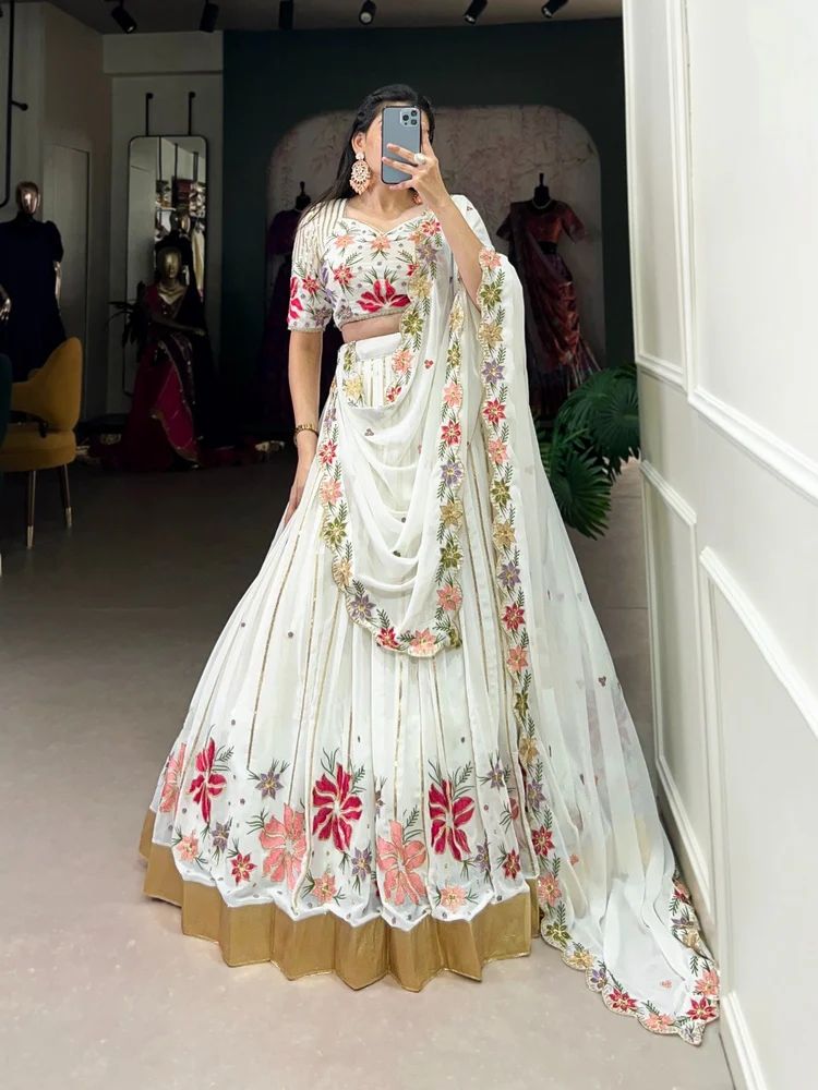 WMN1413 Georgette Sequins and Embroidery Lehenga Choli Under 2000