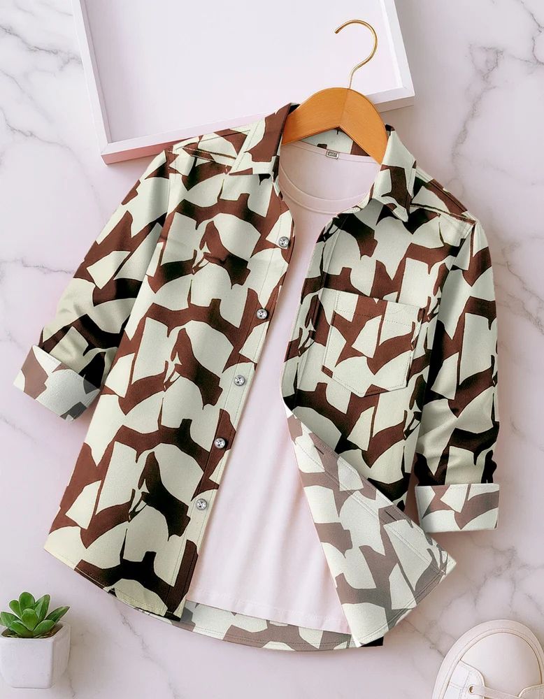 Chocolate Brown Men Rayon Printed Shirt