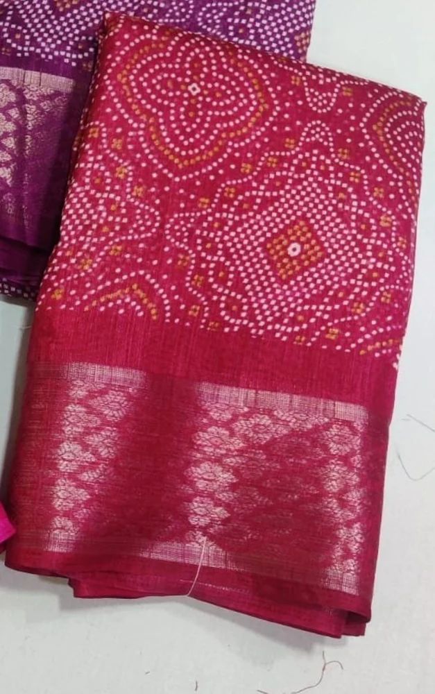 Dark Pink Cotton Printed Saree