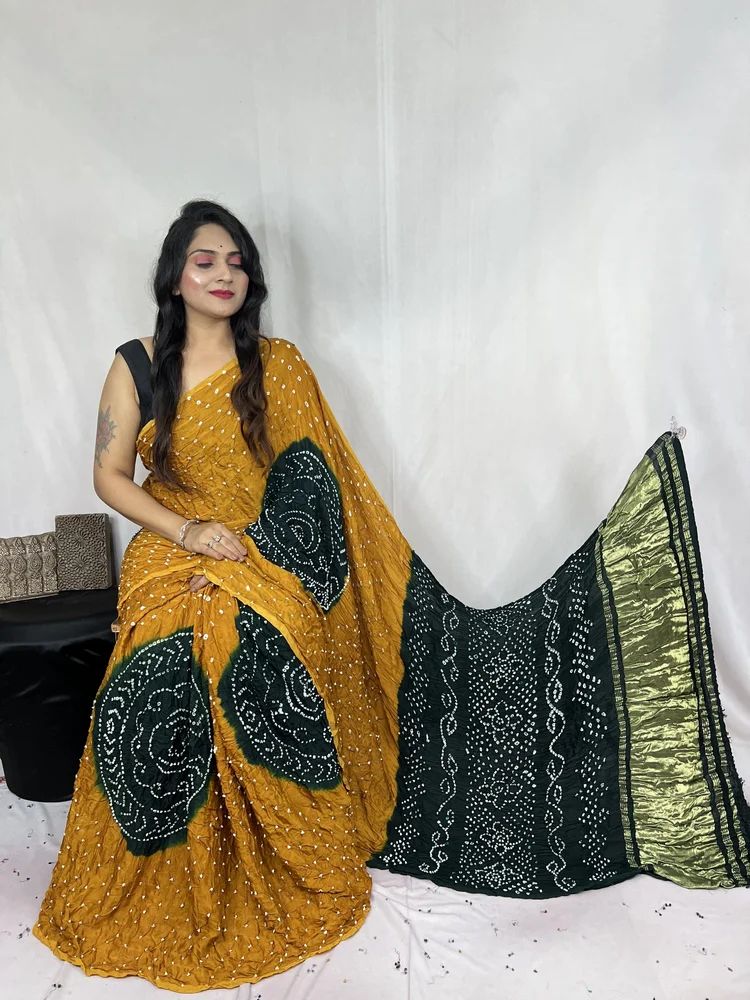 Wedding Wear Gaji Silk Bandhani Saree