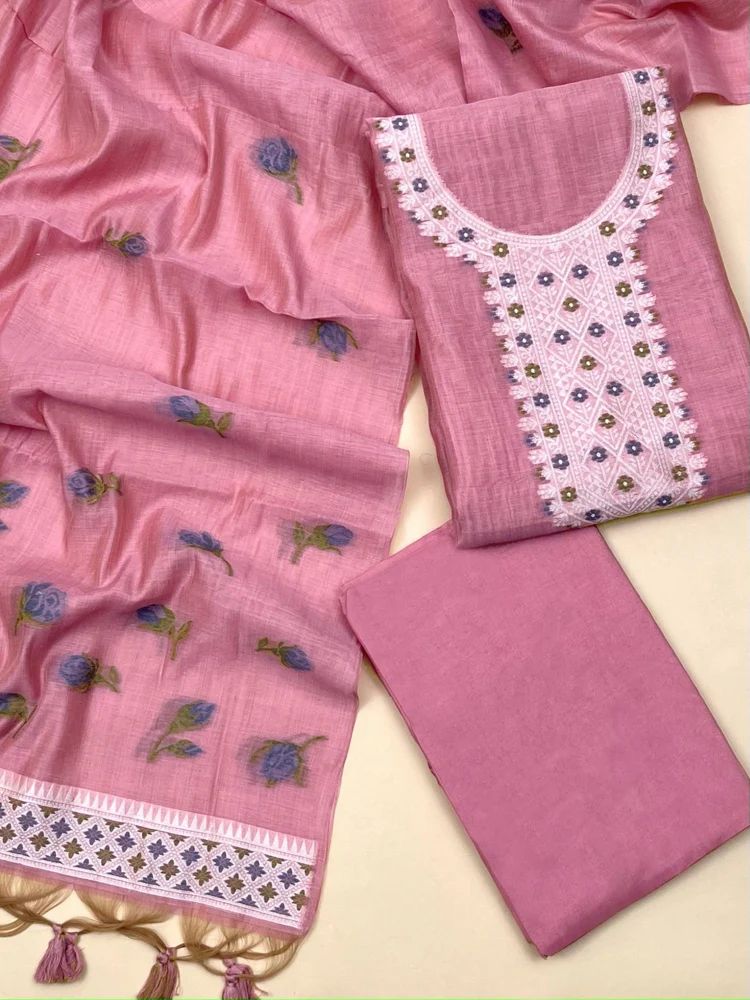 premium muga cotton Unstitched Dress suit
