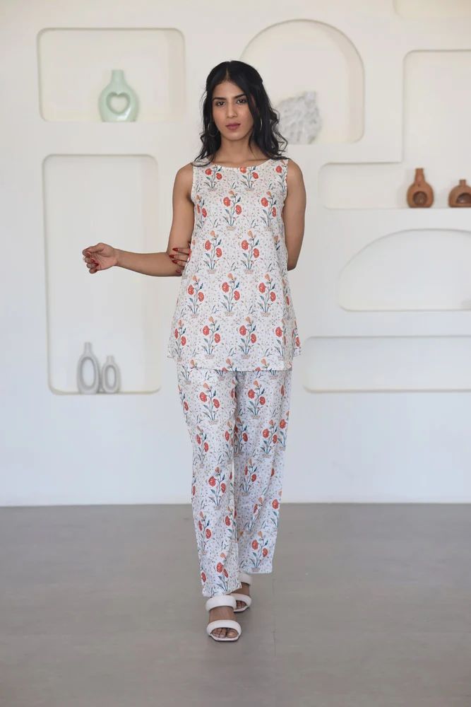 Floral Sleeveless Co Ord Set