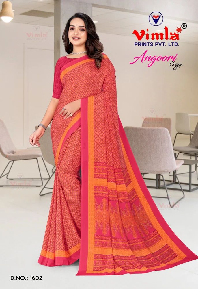 Hotel uniform Crepe Silk Saree By Vimla Prints (1602_AC)