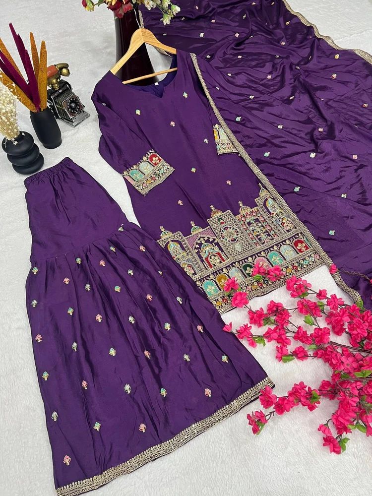 Embroidered Kurti Sharara dress