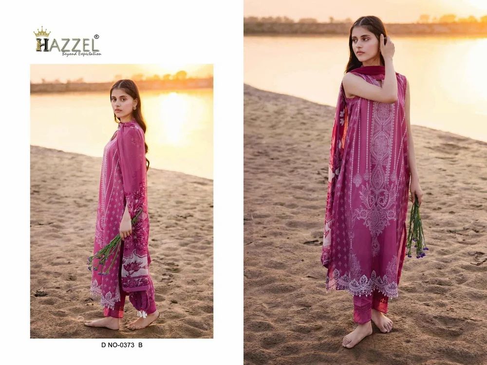 HAZZEL MARIA B D.NO 0373 PURE COTTON PRINTED EMBROIDERY PATCHES DRESS MATERIAL