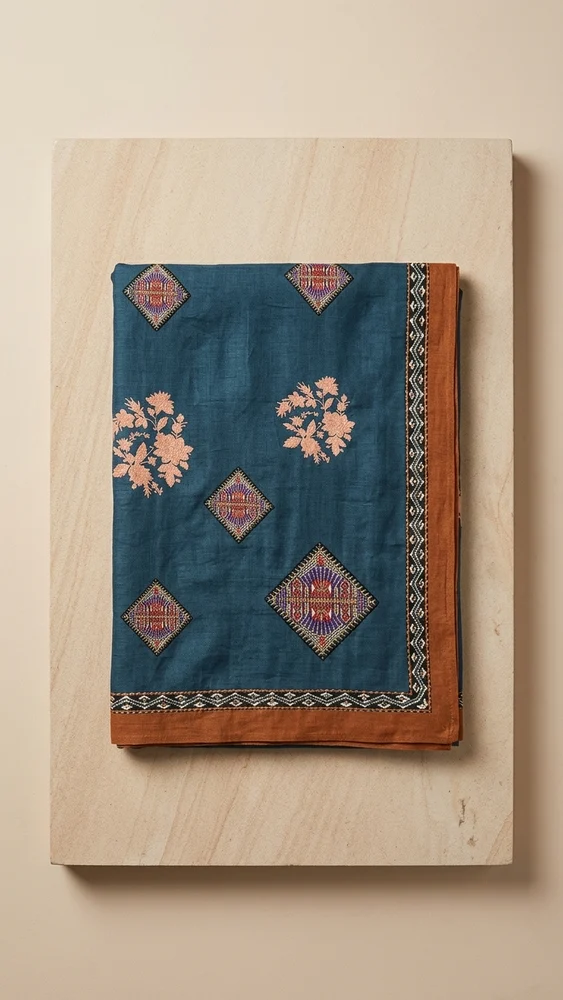 Chanderi Dupatta Elegant Blue Shade