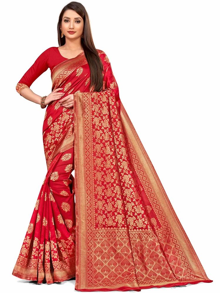 Cotton Silk Saree with Golden Zari Border