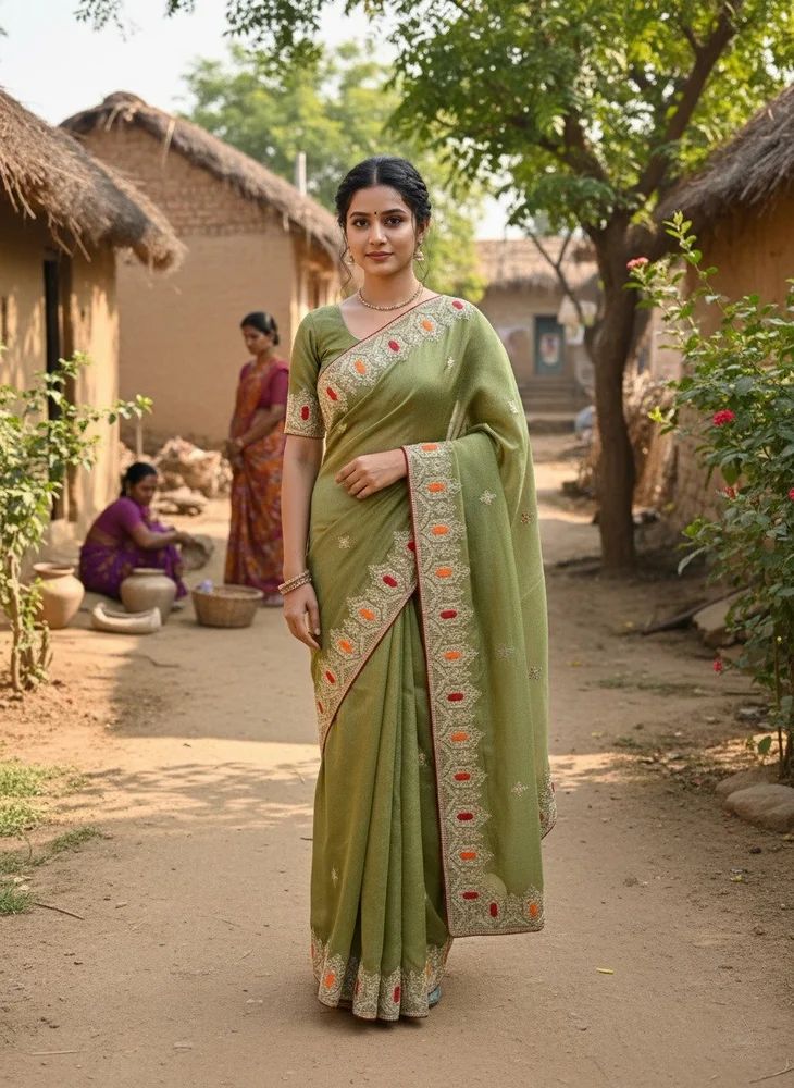 NC Moss Fancy Soft Fabric Saree