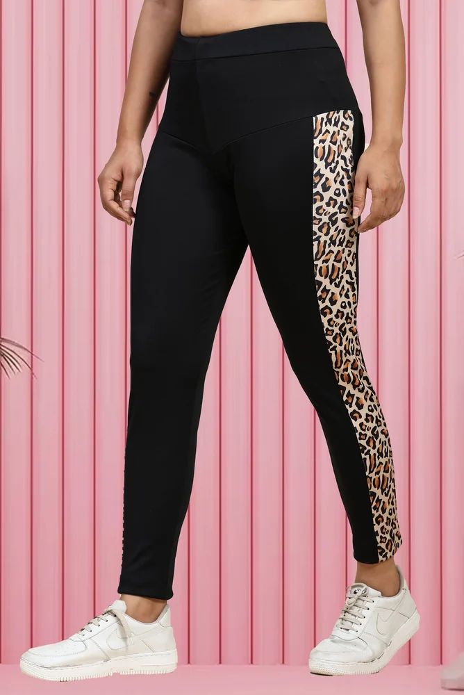 Side stripe Cheetah Printed Leggings