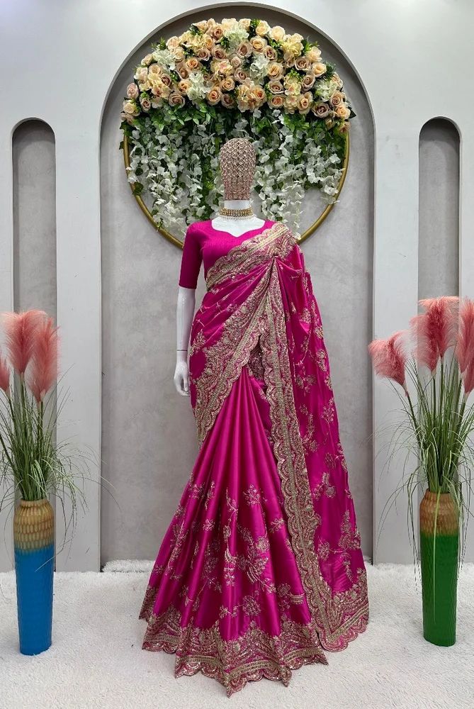 Designer Rangoli Silk Saree with Embroidery & Sequence Work