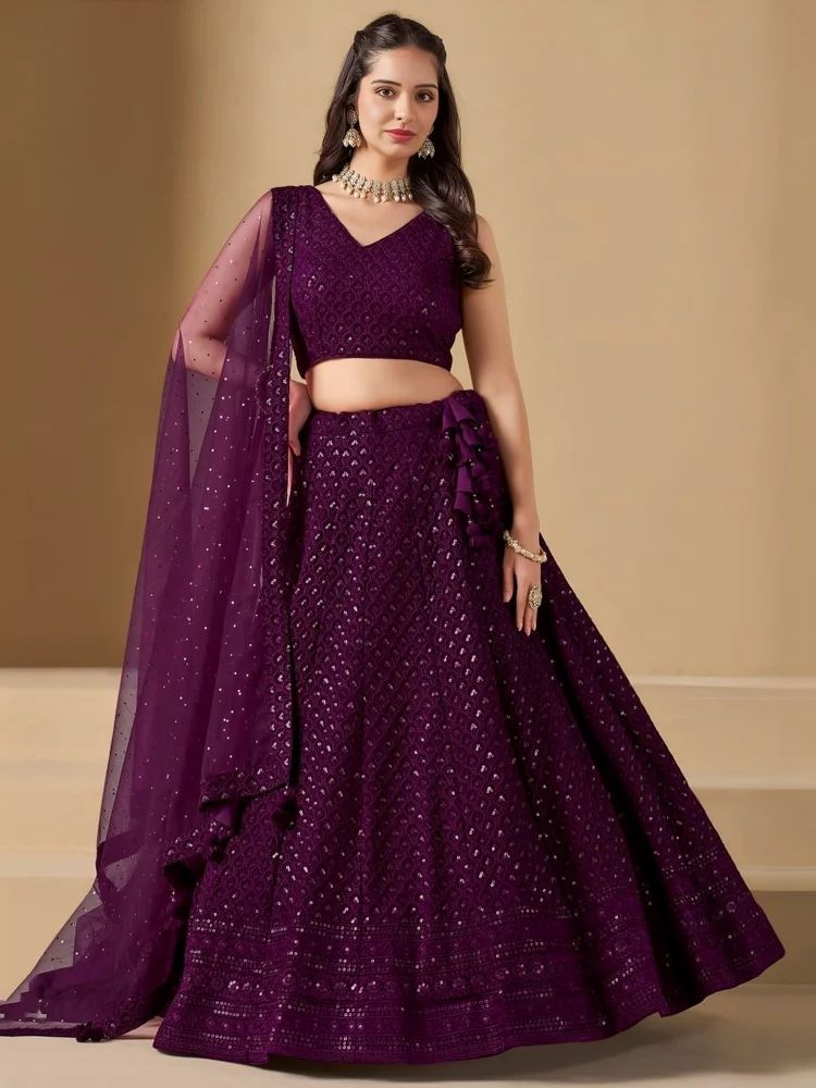 TRENDY CULTURE'S  Georgette Lehenga Choli with Resham & Sequins Work