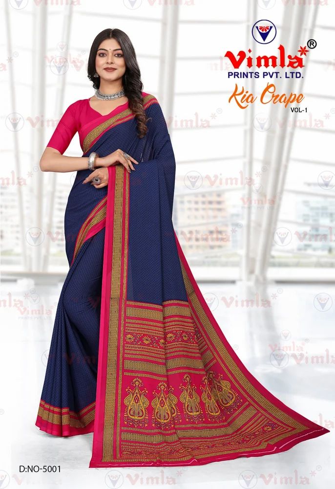 Printed Crepe Saree By Vimla Prints