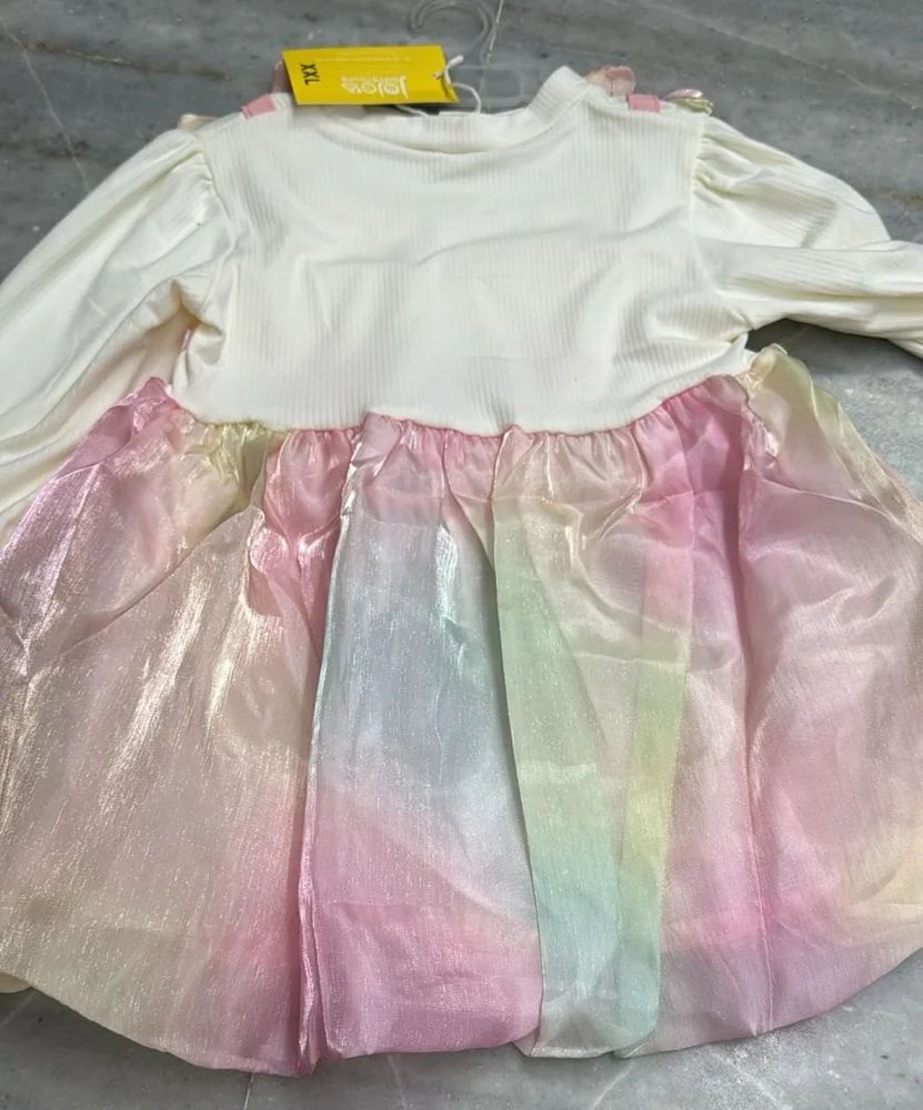 Girls Tissue Cotton Frock - Party Wear (2-4 Yrs)