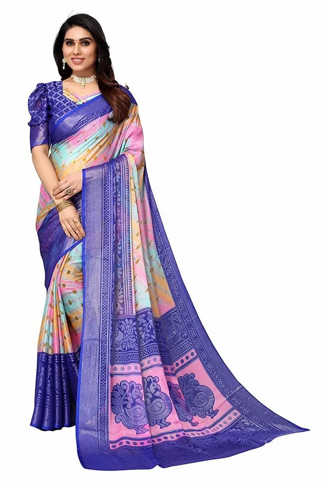 Toned Tie&Dye With Motifs Printed Soft Chiffon Brasso Saree
