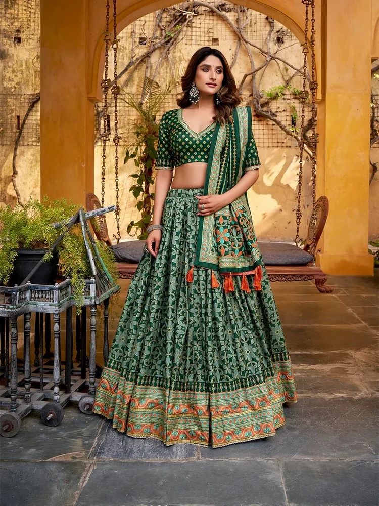 Designer Printed Lehenga Choli with Red Dupatta for Women  Wedding & Festive Wear Lehenga Set