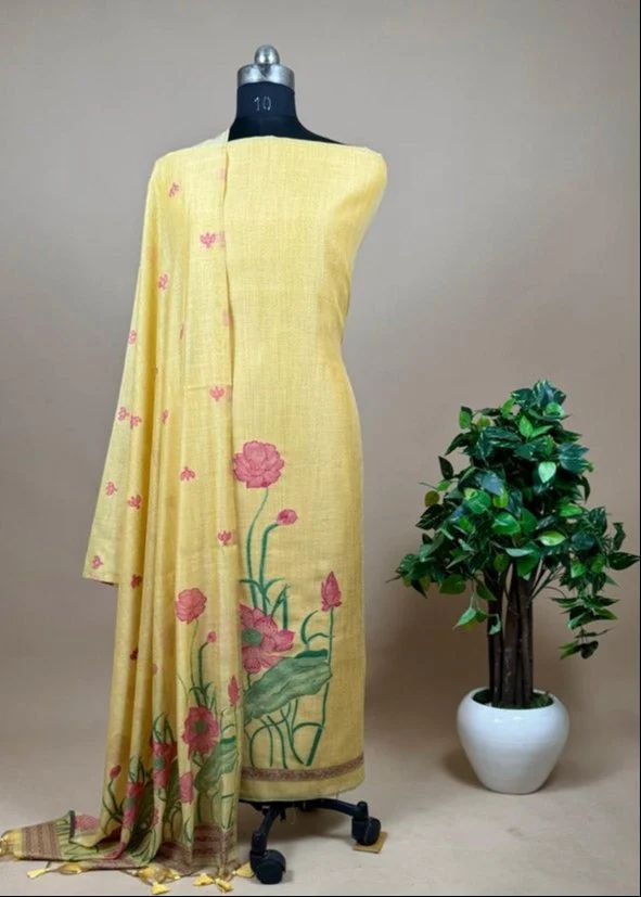 PURE MUGA SILK WITH UNIQUE FLORAL WEAVING SALWAR SUITS