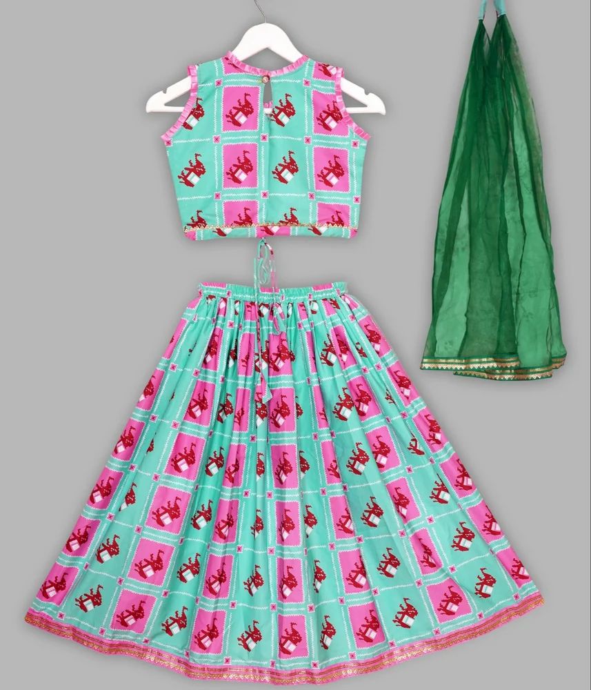 Girl Cotton Printed Lehenga Choli Set