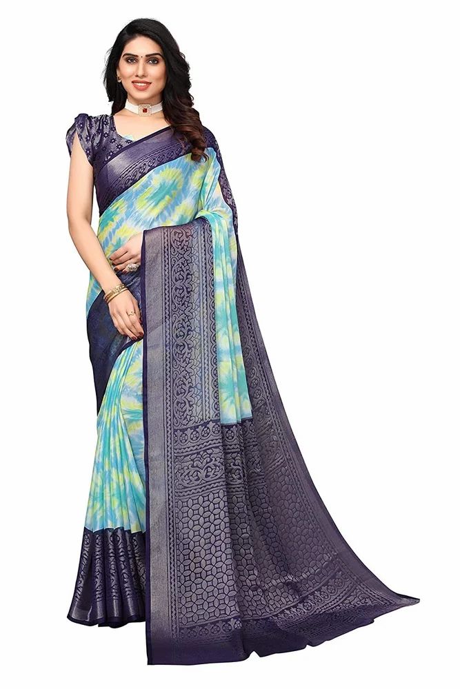 Toned Tie&Dye With Motifs Printed Soft Chiffon Brasso Saree
