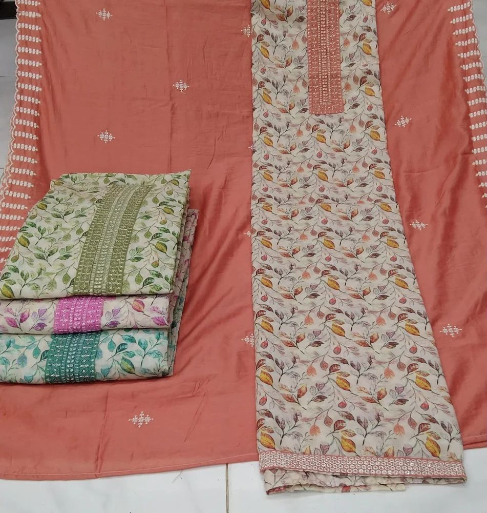 Semi Cotton Digital Print Unstitched Suit
