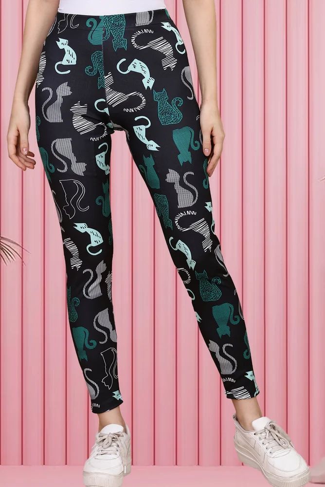 Ladies Multicolored Cat Printed Leggings