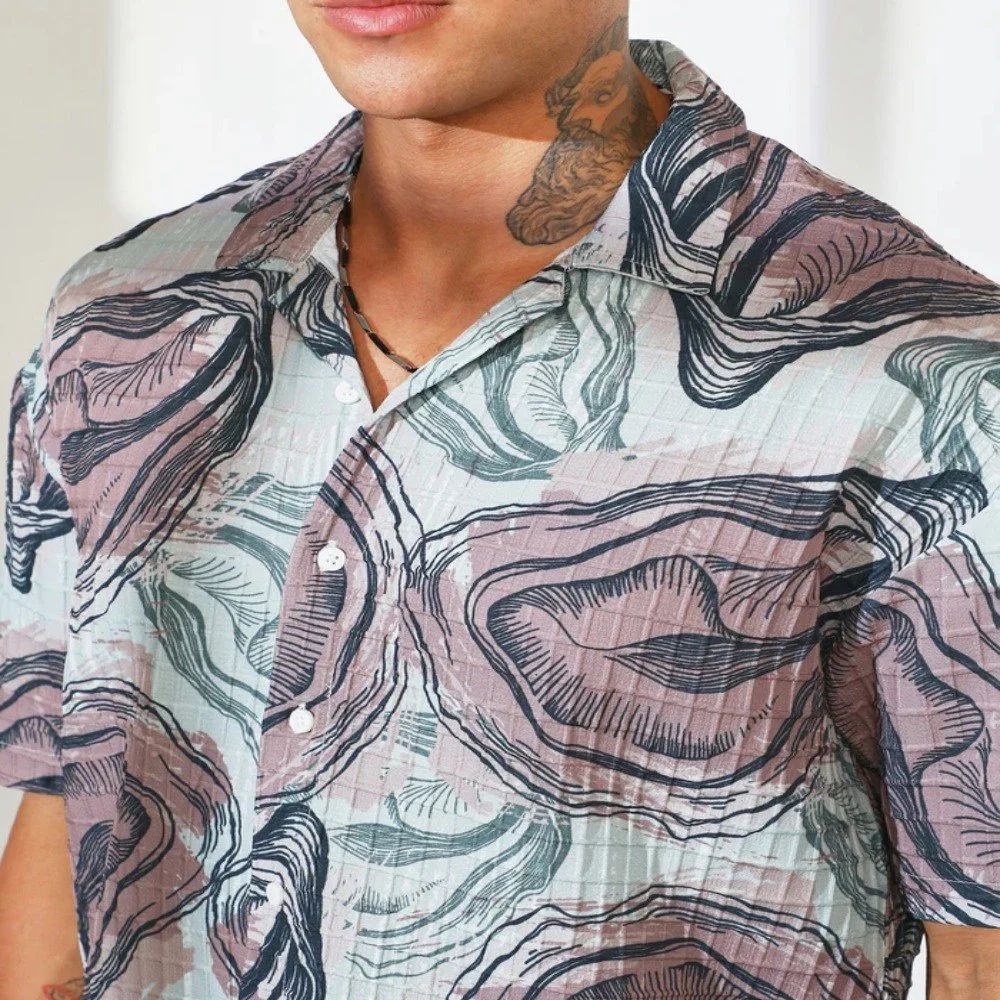 Third party men texture printed shirt, Cotton
