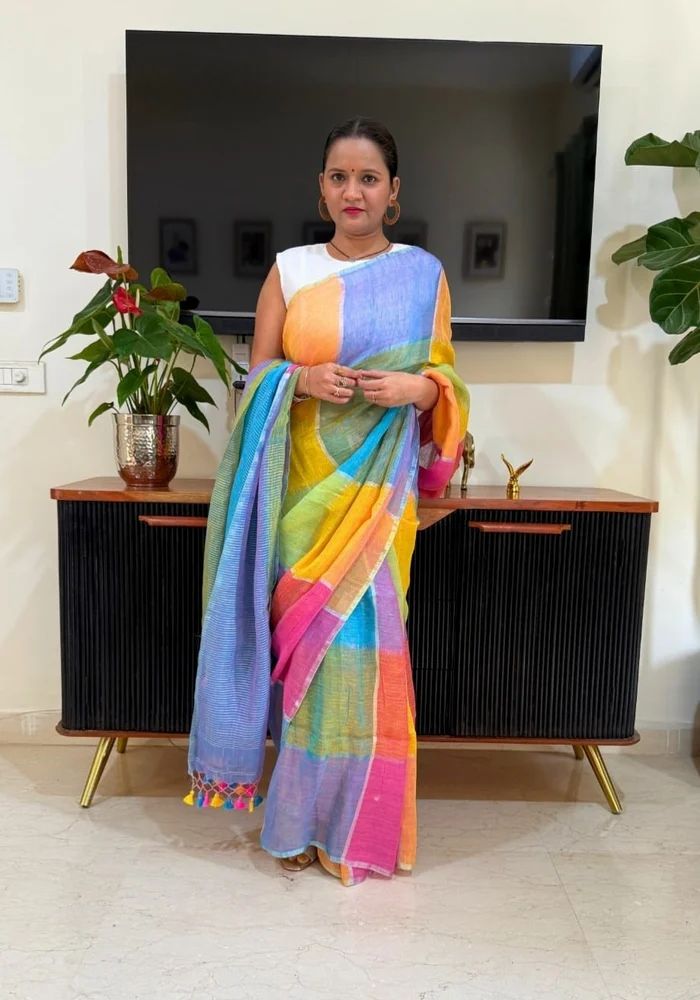 Digital Print Linen Sarees