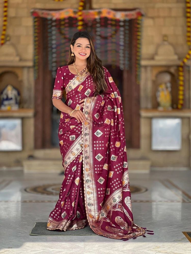 PURE VISCOUS DOLA SILK HEAVY MEENAKARI WEAVING SAREE