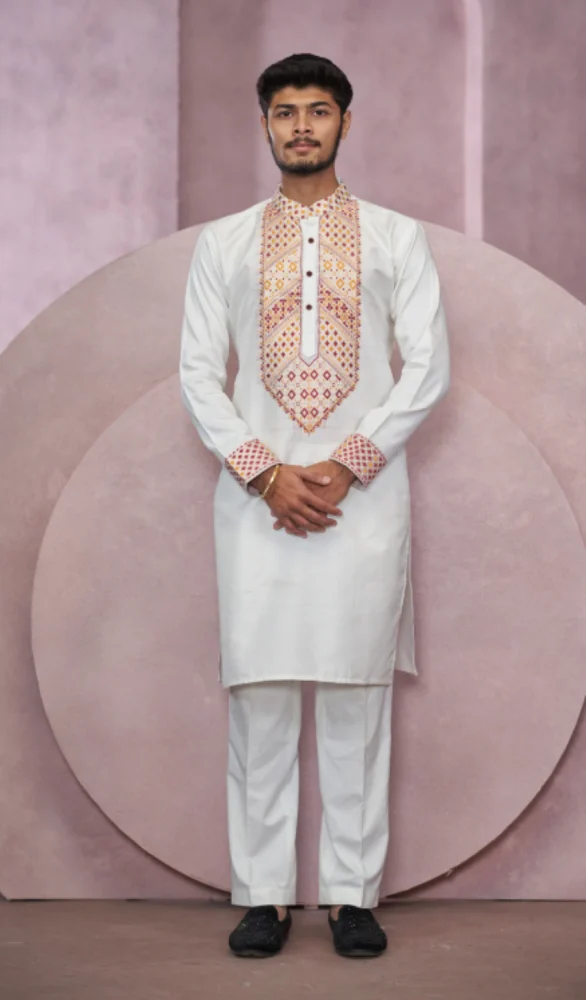 White Sajan Men Cotton Kurta
