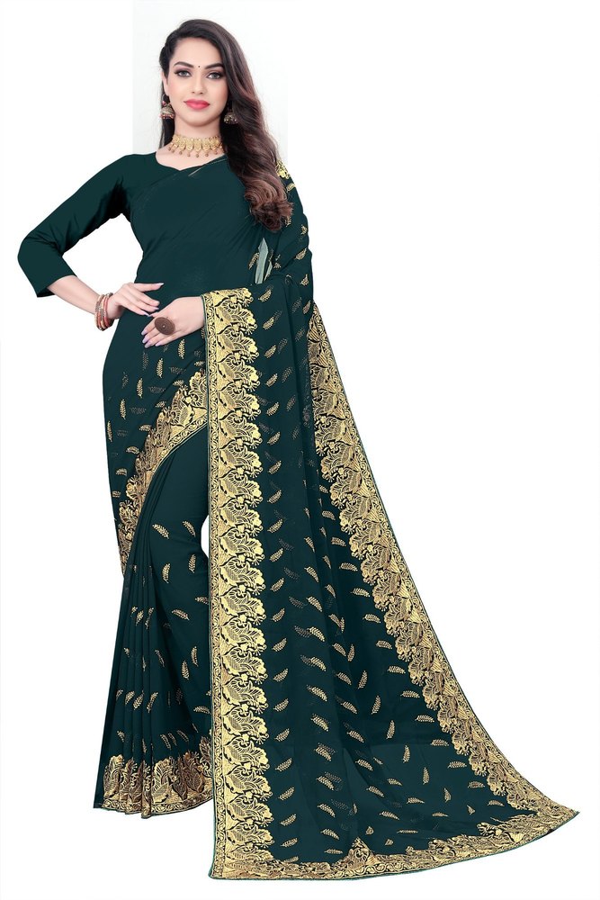 Embroidered Party Wear Cotton Saree