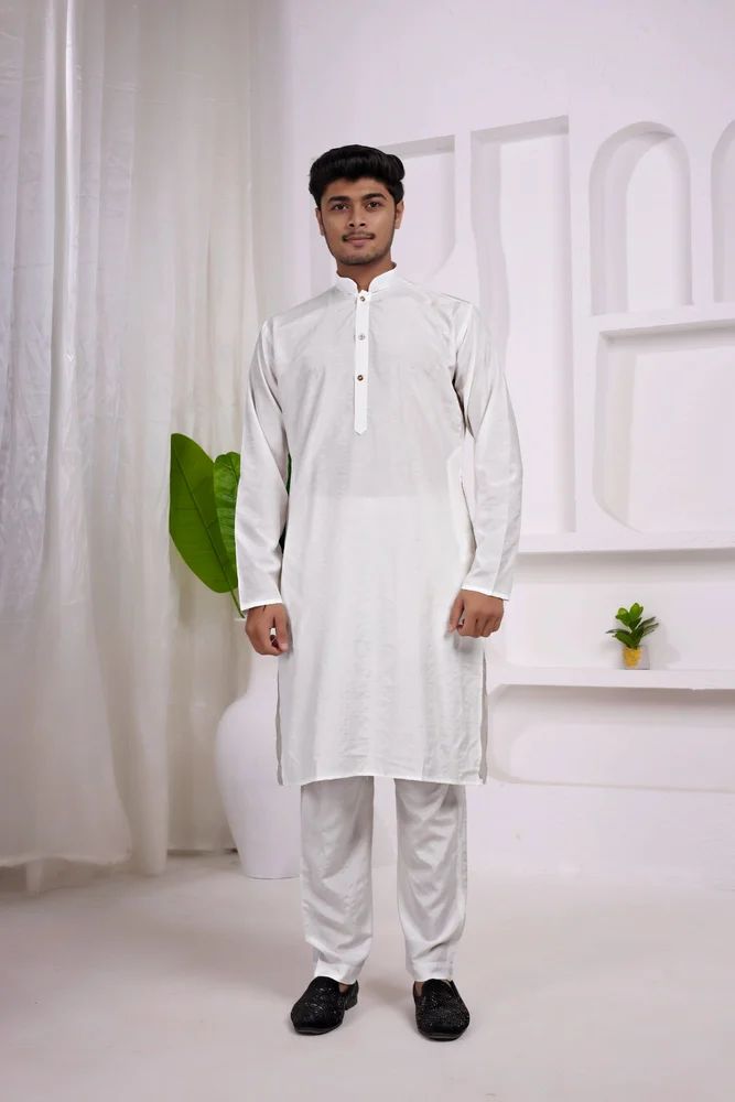 PLAIN KURTA SET  PURE COTTON SILK