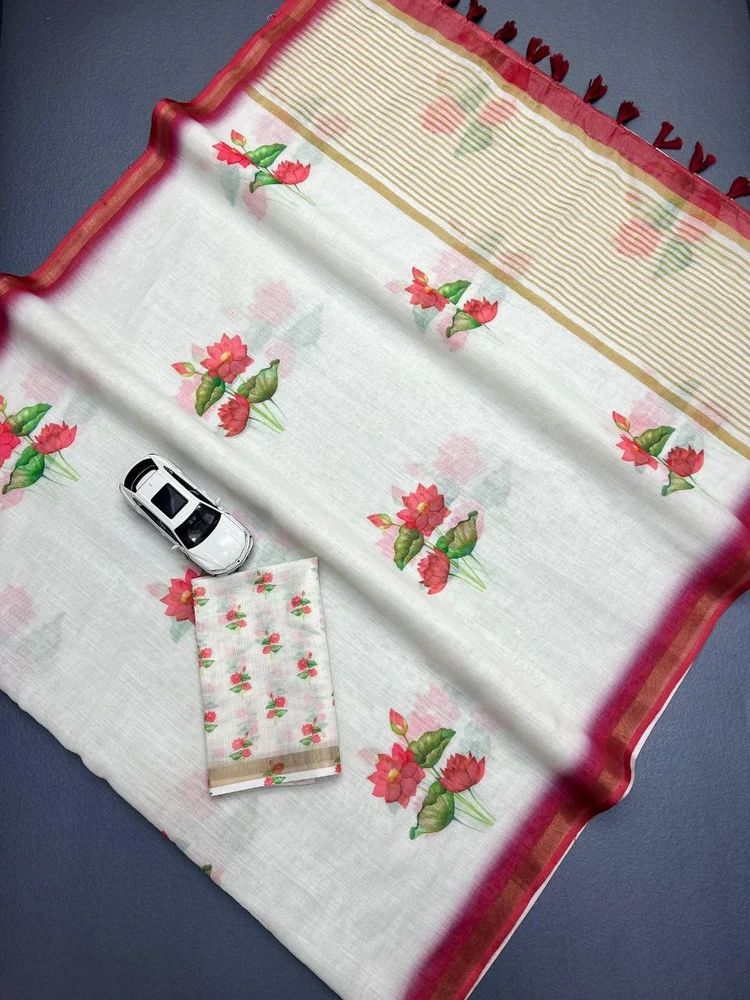 Digital Printed Linen Saree
