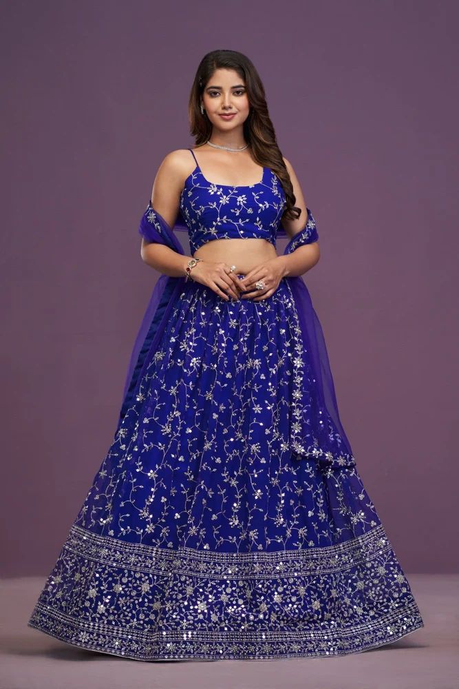 Blue Georgette Zari Work Lehenga MANUFACTURER - TRENDY CULTURE