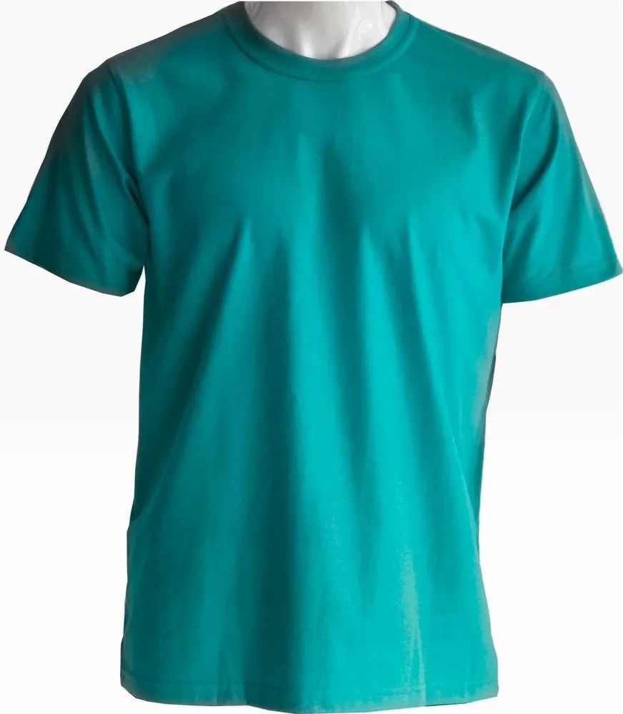 Cotton Plain Mens Turquoise T Shirt, Size: Medium