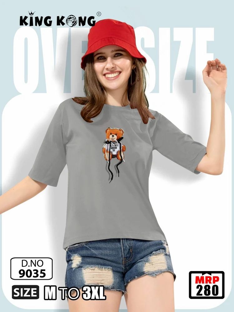 Trendy Ladies Round Neck Cotton T-Shirt by KingKong Stylish Regular Fit, Sizes M-3XL