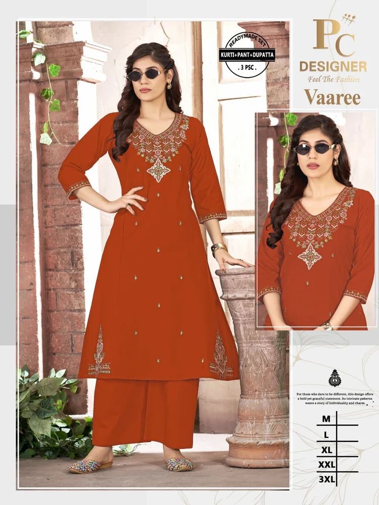 Ladies Vaaree  Cotton Kurti Pant Dupatta  Set