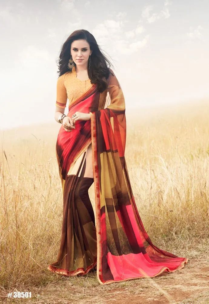 Multi Color Georgette Casual Saree