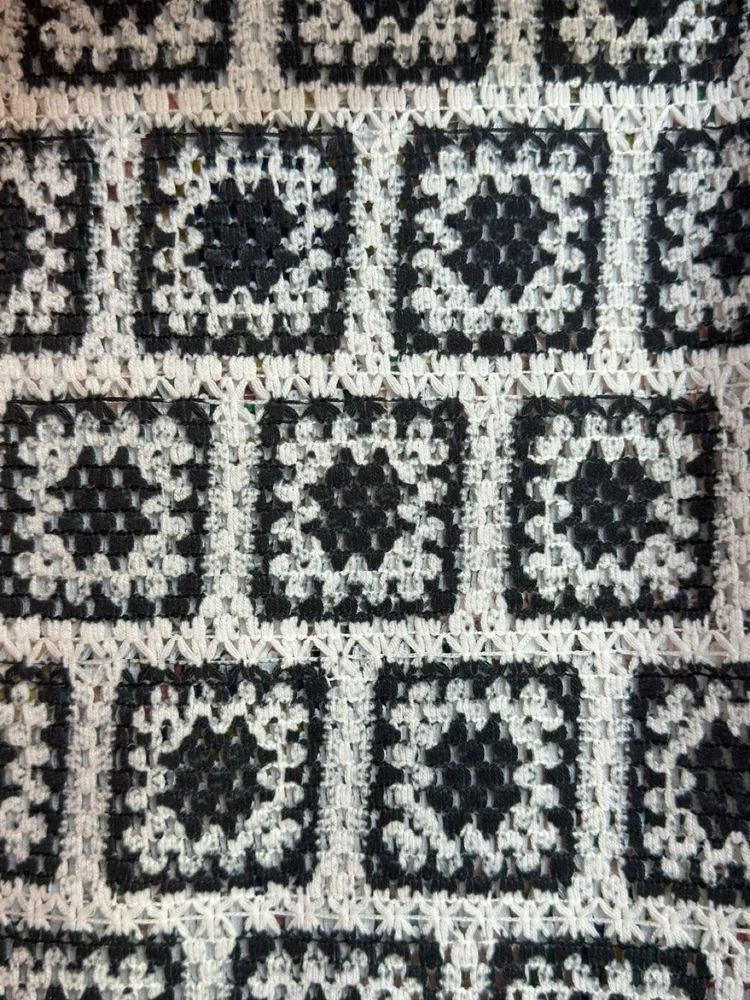 White Black Crochet Fabric