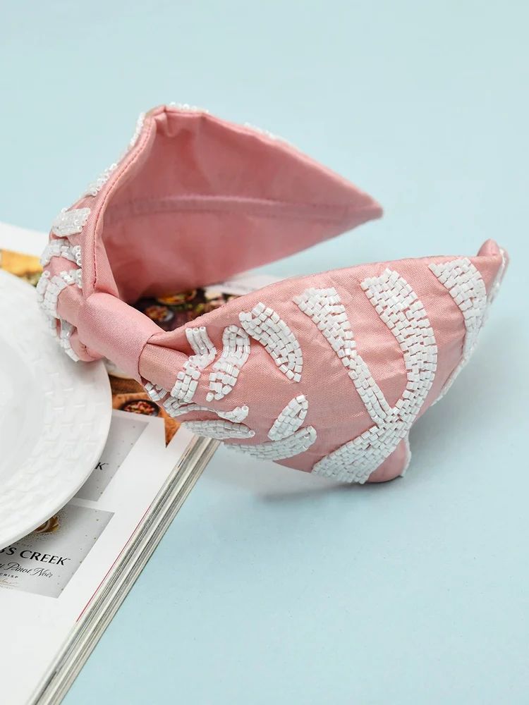 Pink Hand Embroidered Headband