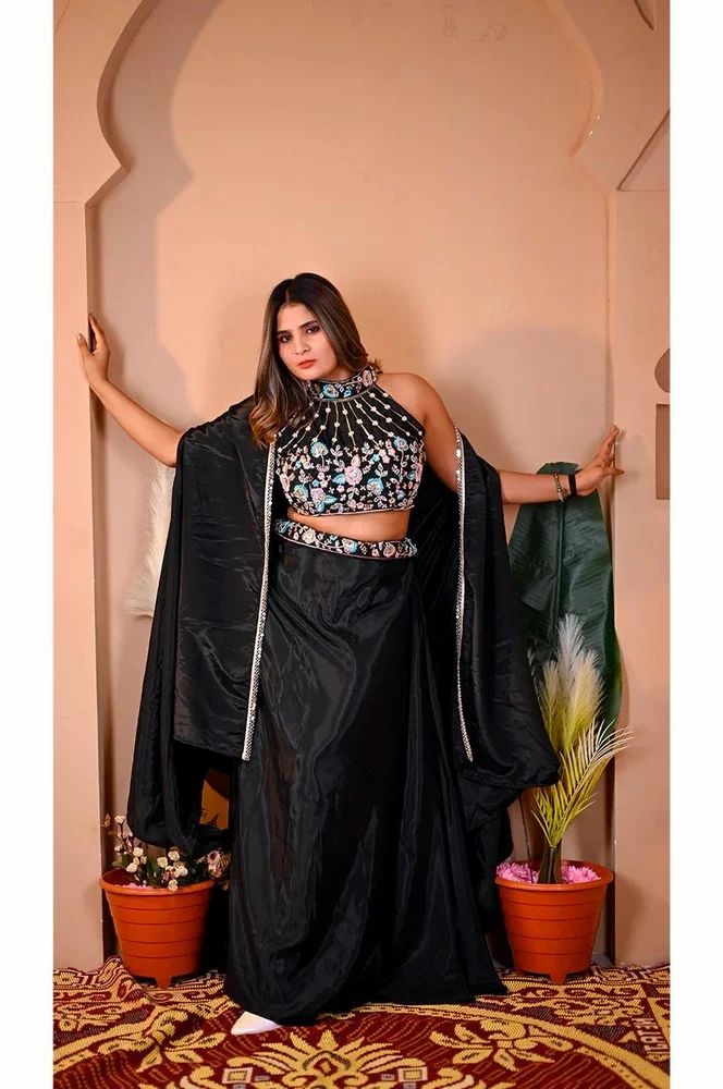 Black Ladies Designer Lehenga Choli Set