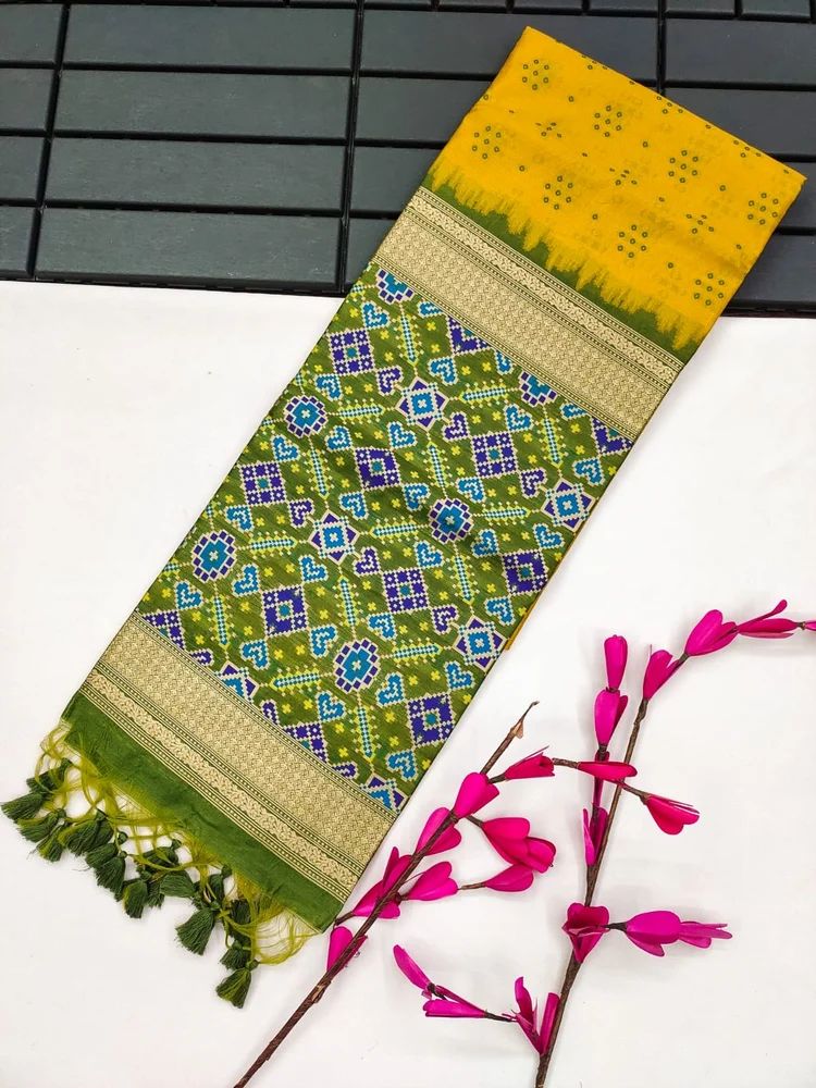 Ladies Yellow Patola Saree