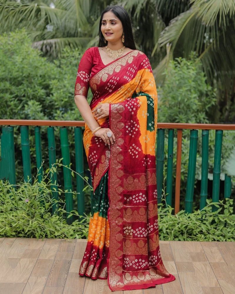 Bandhej Silk Saree