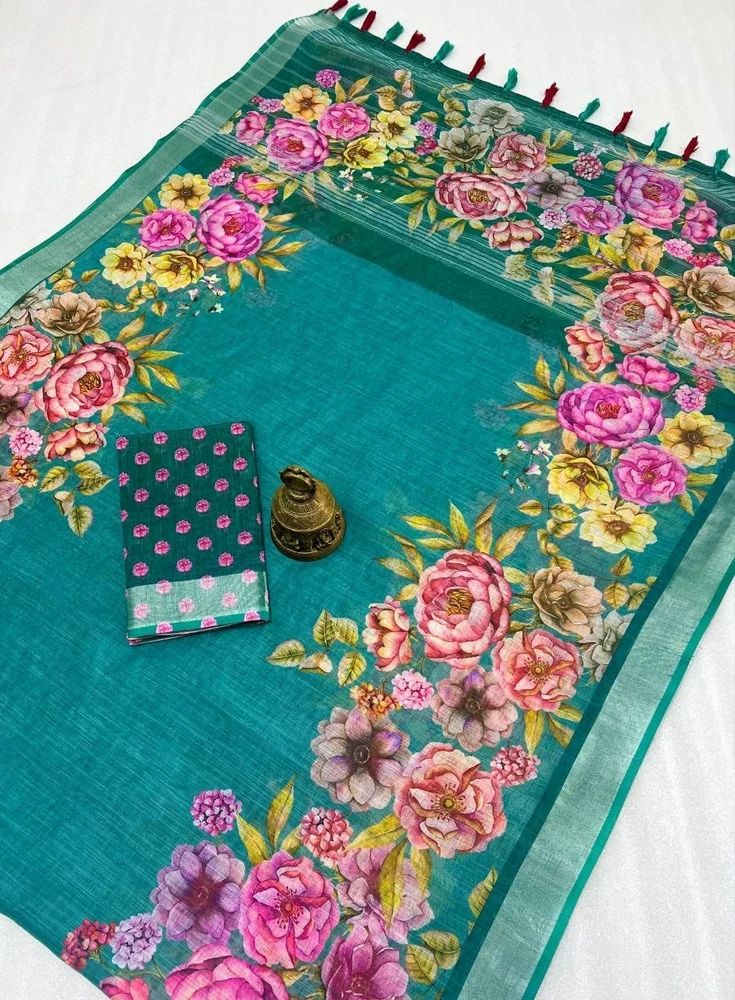 Digital Print Linen Sarees